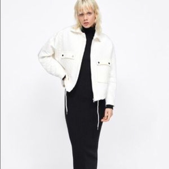 Zara Jackets & Blazers - ZARA Ecru Diamond jacquard jacket Oversized